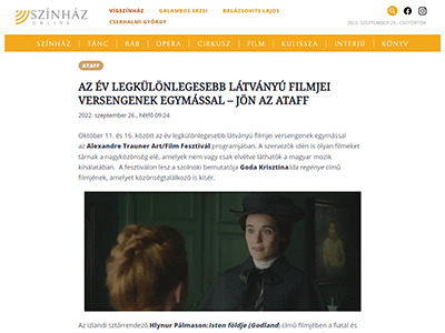 Az év legkülönlegesebb látványú filmjei versengenek egymással - Jön at ATAFF