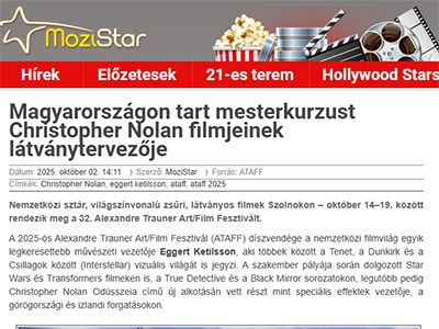 Magyarországon tart mesterkurzust Christopher Nolan filmjeinek látványtervezője