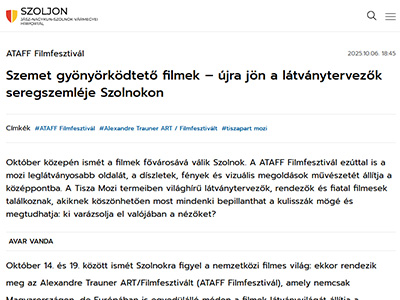 Szemet gyönyörködtető filmek – újra jön a látványtervezők seregszemléje Szolnokon